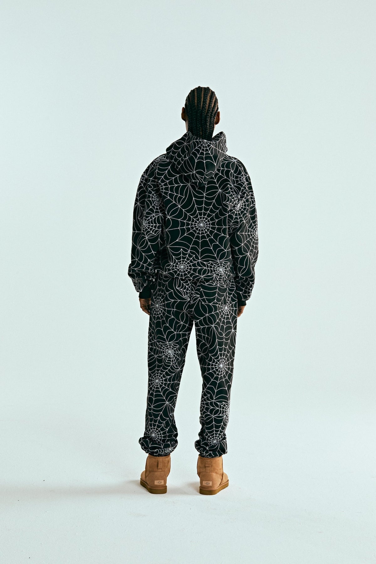 Sp5der Embroidered Aop Hoodie - Black