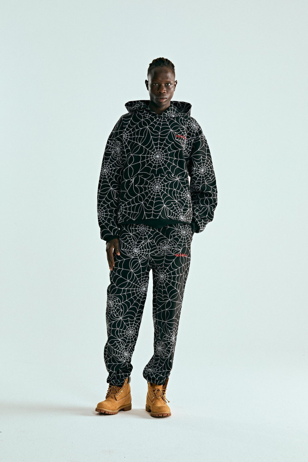 Sp5der Embroidered Aop Hoodie - Black