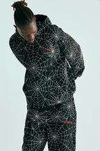 Sp5der Embroidered Aop Hoodie - Black